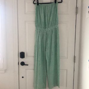 Ava Sky green and white geometric print jumper